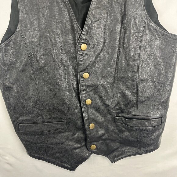 Wilson Black Leather Biker Moto Vest Mens Size S - Picture 3 of 9
